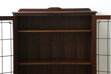 中古　美品　神戸元町欧風家具メープル不二屋製　マホガニー材の高級キャビネット(収納棚、戸棚、サイドキャビネット、飾り棚、本箱、ブックケース)(R-083272)