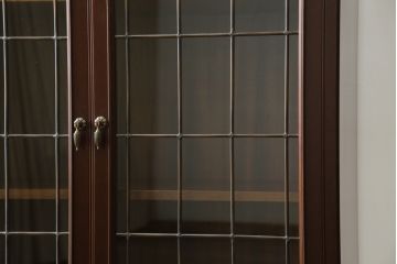 中古　美品　神戸元町欧風家具メープル不二屋製　マホガニー材の高級キャビネット(収納棚、戸棚、サイドキャビネット、飾り棚、本箱、ブックケース)(R-083272)