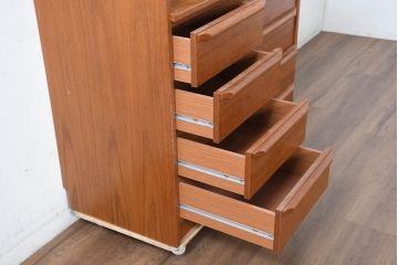 デンマークビンテージ　希少モデル　家具ブランド　DENKA(デンカ)　チーク材　シリンダートップ　引き出し天板付き　洗練されたデザインで空間を美しく整えるライティングビューロー(机、デスク、在宅用、在宅ワーク用、ワークデスク、引き出し、ヴィンテージ)(R-083273)