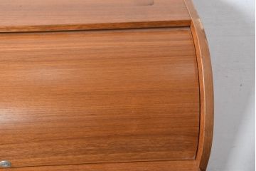 デンマークビンテージ　希少モデル　家具ブランド　DENKA(デンカ)　チーク材　シリンダートップ　引き出し天板付き　洗練されたデザインで空間を美しく整えるライティングビューロー(机、デスク、在宅用、在宅ワーク用、ワークデスク、引き出し、ヴィンテージ)(R-083273)