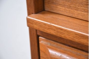 デンマークビンテージ　希少モデル　家具ブランド　DENKA(デンカ)　チーク材　シリンダートップ　引き出し天板付き　洗練されたデザインで空間を美しく整えるライティングビューロー(机、デスク、在宅用、在宅ワーク用、ワークデスク、引き出し、ヴィンテージ)(R-083273)