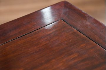 アジアンビンテージ　美品　希少デザイン　重厚な花梨(カリン)材と革取っ手の異素材の組み合わせとルーバーサイドが魅力的なチェスト(引き出し、レザー、ヴィンテージ、上下バラ売り可能)(R-083274)