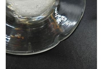 当時物　大正〜昭和初期　棗型(なつめ形)　赤縁　緑縁　乳白ぼかし　空間のアクセントになる氷コップ3点セット(ベル型?、吹きガラス、硝子、グラス、和ガラス)(R-083278)