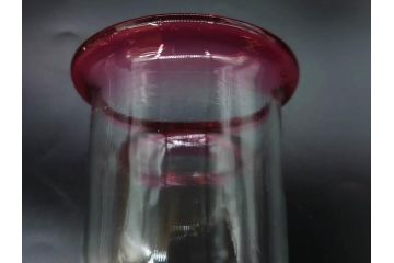 当時物　大正〜昭和初期　棗型(なつめ形)　赤縁　緑縁　乳白ぼかし　空間のアクセントになる氷コップ3点セット(ベル型?、吹きガラス、硝子、グラス、和ガラス)(R-083278)