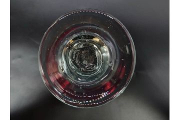 当時物　大正〜昭和初期　棗型(なつめ形)　赤縁　緑縁　乳白ぼかし　空間のアクセントになる氷コップ3点セット(ベル型?、吹きガラス、硝子、グラス、和ガラス)(R-083278)