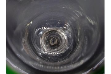 当時物　大正〜昭和初期　棗型(なつめ形)　赤縁　緑縁　乳白ぼかし　空間のアクセントになる氷コップ3点セット(ベル型?、吹きガラス、硝子、グラス、和ガラス)(R-083278)