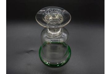 当時物　大正〜昭和初期　棗型(なつめ形)　赤縁　緑縁　乳白ぼかし　空間のアクセントになる氷コップ3点セット(ベル型?、吹きガラス、硝子、グラス、和ガラス)(R-083278)