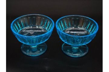 当時物　大正〜昭和初期　プレスガラス　ゴブレット　アイスクリームコップ　どこか懐かしい雰囲気の氷コップ2点&グラス6点セット(アイスクリームカップ、タンブラー、ショット、リキュール、硝子)(R-083280)