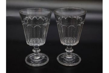 当時物　大正〜昭和初期　プレスガラス　ゴブレット　アイスクリームコップ　どこか懐かしい雰囲気の氷コップ2点&グラス6点セット(アイスクリームカップ、タンブラー、ショット、リキュール、硝子)(R-083280)