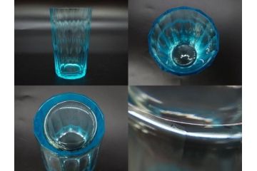 当時物　大正〜昭和初期　プレスガラス　ゴブレット　アイスクリームコップ　どこか懐かしい雰囲気の氷コップ2点&グラス6点セット(アイスクリームカップ、タンブラー、ショット、リキュール、硝子)(R-083280)