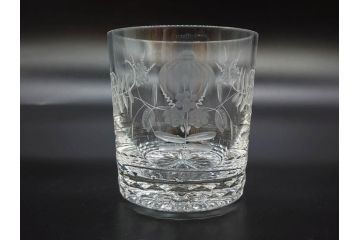 デンマーク　ROYAL COPENHAGEN(ロイヤルコペンハーゲン)　シャンパングラス/MEISSEN(マイセン)　マイセンクリスタル　ブルーオニオン　ロックグラス　繊細なデザインに気品を感じるグラス3点セット(タンブラー、オールドファッション、ワイン、コップ、北欧、共箱付き)(R-083281)