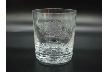 デンマーク　ROYAL COPENHAGEN(ロイヤルコペンハーゲン)　シャンパングラス/MEISSEN(マイセン)　マイセンクリスタル　ブルーオニオン　ロックグラス　繊細なデザインに気品を感じるグラス3点セット(タンブラー、オールドファッション、ワイン、コップ、北欧、共箱付き)(R-083281)