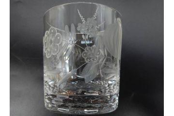 デンマーク　ROYAL COPENHAGEN(ロイヤルコペンハーゲン)　シャンパングラス/MEISSEN(マイセン)　マイセンクリスタル　ブルーオニオン　ロックグラス　繊細なデザインに気品を感じるグラス3点セット(タンブラー、オールドファッション、ワイン、コップ、北欧、共箱付き)(R-083281)
