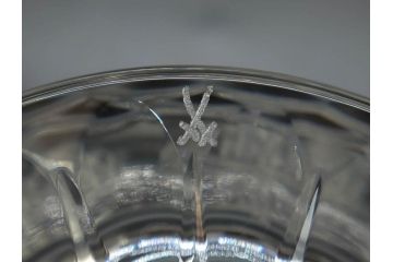 デンマーク　ROYAL COPENHAGEN(ロイヤルコペンハーゲン)　シャンパングラス/MEISSEN(マイセン)　マイセンクリスタル　ブルーオニオン　ロックグラス　繊細なデザインに気品を感じるグラス3点セット(タンブラー、オールドファッション、ワイン、コップ、北欧、共箱付き)(R-083281)