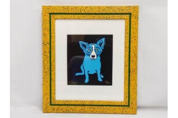 真作　ジョージ・ロドリーゲ　George Rodrigue　ブルードッグ　87/350　鮮やかな色彩と独特のタッチに惹きつけられるシルクスクリーン(絵画、版画、犬、サイン入り、額装)(R-083282)　