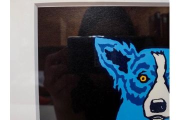 真作　ジョージ・ロドリーゲ　George Rodrigue　ブルードッグ　87/350　鮮やかな色彩と独特のタッチに惹きつけられるシルクスクリーン(絵画、版画、犬、サイン入り、額装)(R-083282)　