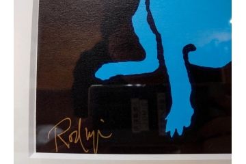 真作　ジョージ・ロドリーゲ　George Rodrigue　ブルードッグ　87/350　鮮やかな色彩と独特のタッチに惹きつけられるシルクスクリーン(絵画、版画、犬、サイン入り、額装)(R-083282)　