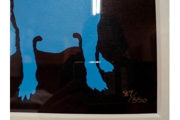 真作　ジョージ・ロドリーゲ　George Rodrigue　ブルードッグ　87/350　鮮やかな色彩と独特のタッチに惹きつけられるシルクスクリーン(絵画、版画、犬、サイン入り、額装)(R-083282)　