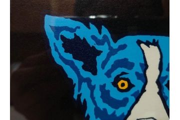 真作　ジョージ・ロドリーゲ　George Rodrigue　ブルードッグ　87/350　鮮やかな色彩と独特のタッチに惹きつけられるシルクスクリーン(絵画、版画、犬、サイン入り、額装)(R-083282)　
