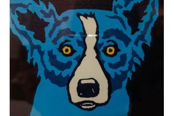 真作　ジョージ・ロドリーゲ　George Rodrigue　ブルードッグ　87/350　鮮やかな色彩と独特のタッチに惹きつけられるシルクスクリーン(絵画、版画、犬、サイン入り、額装)(R-083282)　