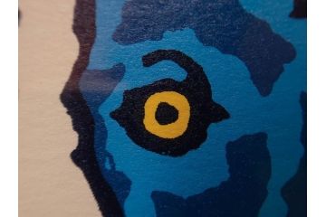 真作　ジョージ・ロドリーゲ　George Rodrigue　ブルードッグ　87/350　鮮やかな色彩と独特のタッチに惹きつけられるシルクスクリーン(絵画、版画、犬、サイン入り、額装)(R-083282)　