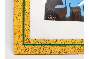 真作　ジョージ・ロドリーゲ　George Rodrigue　ブルードッグ　87/350　鮮やかな色彩と独特のタッチに惹きつけられるシルクスクリーン(絵画、版画、犬、サイン入り、額装)(R-083282)　