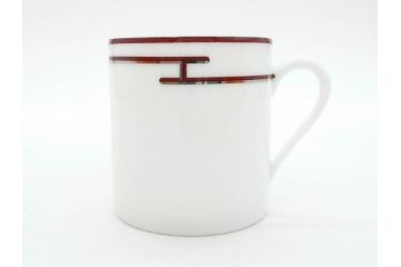 フランス　HERMES(エルメス)　リズム　洗練されたデザインが魅力のコーヒーカップ&ソーサー2客セット(C&S、金彩、碗皿、洋食器、共箱付)(R-083283)