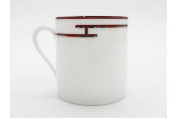 フランス　HERMES(エルメス)　リズム　洗練されたデザインが魅力のコーヒーカップ&ソーサー2客セット(C&S、金彩、碗皿、洋食器、共箱付)(R-083283)