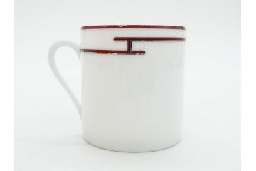 フランス　HERMES(エルメス)　リズム　洗練されたデザインが魅力のコーヒーカップ&ソーサー2客セット(C&S、金彩、碗皿、洋食器、共箱付)(R-083283)