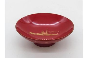 昭和17年　大東亜戦争記念　軍艦　金剛　軍猪口　歴史を感じる盃(金彩、戦盃、兵隊杯、軍杯、漆器、漆芸、酒器、和食器、外箱付)(R-083286)