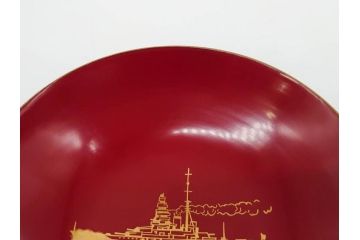 昭和17年　大東亜戦争記念　軍艦　金剛　軍猪口　歴史を感じる盃(金彩、戦盃、兵隊杯、軍杯、漆器、漆芸、酒器、和食器、外箱付)(R-083286)