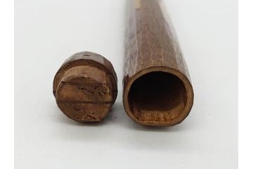 時代物　山田宗偏　妹背山　茶道具　奥深い魅力を持つ竹茶杓・共筒セット(共箱付、外箱付)(R-083289)