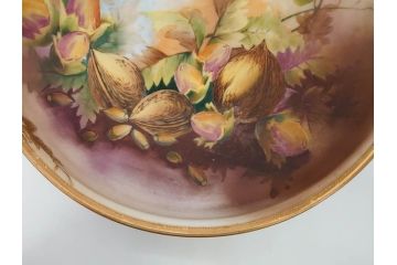 明治〜大正期　オールドノリタケ　NORITAKE　木の実　金彩　金盛　ハンドペイント　自然モチーフが繊細な筆致と豊かな色彩で描かれた優雅な雰囲気のボウル(深皿、鉢、プレート、洋食器)(R-083291)
