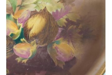 明治〜大正期　オールドノリタケ　NORITAKE　木の実　金彩　金盛　ハンドペイント　自然モチーフが繊細な筆致と豊かな色彩で描かれた優雅な雰囲気のボウル(深皿、鉢、プレート、洋食器)(R-083291)