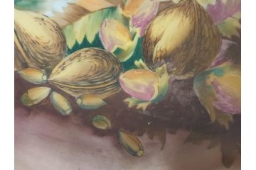 明治〜大正期　オールドノリタケ　NORITAKE　木の実　金彩　金盛　ハンドペイント　自然モチーフが繊細な筆致と豊かな色彩で描かれた優雅な雰囲気のボウル(深皿、鉢、プレート、洋食器)(R-083291)