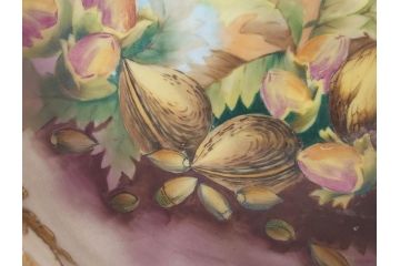 明治〜大正期　オールドノリタケ　NORITAKE　木の実　金彩　金盛　ハンドペイント　自然モチーフが繊細な筆致と豊かな色彩で描かれた優雅な雰囲気のボウル(深皿、鉢、プレート、洋食器)(R-083291)