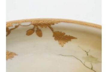 明治〜大正期　オールドノリタケ　NORITAKE　木の実　金彩　金盛　ハンドペイント　自然モチーフが繊細な筆致と豊かな色彩で描かれた優雅な雰囲気のボウル(深皿、鉢、プレート、洋食器)(R-083291)