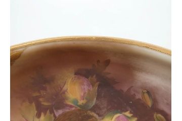 明治〜大正期　オールドノリタケ　NORITAKE　木の実　金彩　金盛　ハンドペイント　自然モチーフが繊細な筆致と豊かな色彩で描かれた優雅な雰囲気のボウル(深皿、鉢、プレート、洋食器)(R-083291)