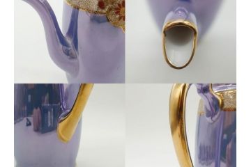 大正〜昭和初期　オールドノリタケ　NORITAKE　ラスター彩　金彩　金盛　花蝶　美しい光沢がテーブルを華やかに彩るデミタスコーヒーセット(キャビネット、ティー、ポット、クリーマー、シュガーポット、カップ&ソーサー、C&S、洋食器)(R-083292)