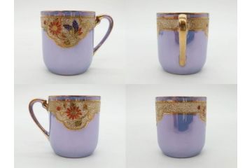 大正〜昭和初期　オールドノリタケ　NORITAKE　ラスター彩　金彩　金盛　花蝶　美しい光沢がテーブルを華やかに彩るデミタスコーヒーセット(キャビネット、ティー、ポット、クリーマー、シュガーポット、カップ&ソーサー、C&S、洋食器)(R-083292)