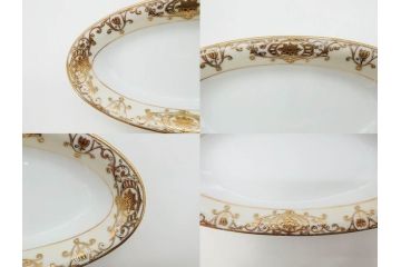 大正〜昭和初期　オールドノリタケ　NORITAKE　意匠登録　金彩　金盛　No.175　ハンドペイント　上品で華やかな佇まいのコーヒーポット・カップ&ソーサー・ソルト&ペッパーシェーカー・プレート2枚セット(デミタス、オーバル、深皿、C&S、洋食器)(R-083293)