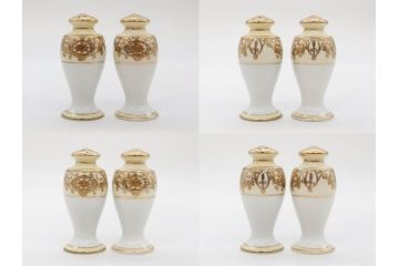 大正〜昭和初期　オールドノリタケ　NORITAKE　意匠登録　金彩　金盛　No.175　ハンドペイント　上品で華やかな佇まいのコーヒーポット・カップ&ソーサー・ソルト&ペッパーシェーカー・プレート2枚セット(デミタス、オーバル、深皿、C&S、洋食器)(R-083293)