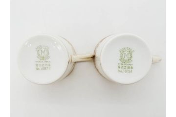 大正〜昭和初期　オールドノリタケ　NORITAKE　意匠登録　金彩　金盛　No.175　ハンドペイント　上品で華やかな佇まいのコーヒーポット・カップ&ソーサー・ソルト&ペッパーシェーカー・プレート2枚セット(デミタス、オーバル、深皿、C&S、洋食器)(R-083293)