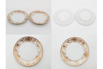 大正〜昭和初期　オールドノリタケ　NORITAKE　意匠登録　金彩　金盛　No.175　ハンドペイント　上品で華やかな佇まいのコーヒーポット・カップ&ソーサー・ソルト&ペッパーシェーカー・プレート2枚セット(デミタス、オーバル、深皿、C&S、洋食器)(R-083293)