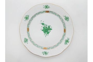 ヘレンド　ハンガリー　HEREND HVNGARY　アポニー・グリーン　スラップボール　深みのあるグリーンが食卓に落ち着きと品格をもたらすプレート6枚&ボウルセット(ディナー、パン皿、深皿、中皿、大皿、洋食器)(R-083294)