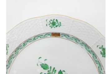 ヘレンド　ハンガリー　HEREND HVNGARY　アポニー・グリーン　スラップボール　深みのあるグリーンが食卓に落ち着きと品格をもたらすプレート6枚&ボウルセット(ディナー、パン皿、深皿、中皿、大皿、洋食器)(R-083294)