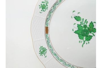 ヘレンド　ハンガリー　HEREND HVNGARY　アポニー・グリーン　スラップボール　深みのあるグリーンが食卓に落ち着きと品格をもたらすプレート6枚&ボウルセット(ディナー、パン皿、深皿、中皿、大皿、洋食器)(R-083294)
