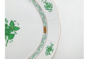 ヘレンド　ハンガリー　HEREND HVNGARY　アポニー・グリーン　スラップボール　深みのあるグリーンが食卓に落ち着きと品格をもたらすプレート6枚&ボウルセット(ディナー、パン皿、深皿、中皿、大皿、洋食器)(R-083294)