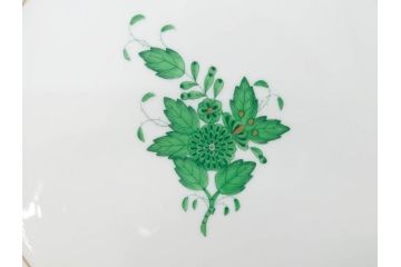 ヘレンド　ハンガリー　HEREND HVNGARY　アポニー・グリーン　スラップボール　深みのあるグリーンが食卓に落ち着きと品格をもたらすプレート6枚&ボウルセット(ディナー、パン皿、深皿、中皿、大皿、洋食器)(R-083294)