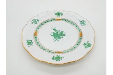 ヘレンド　ハンガリー　HEREND HVNGARY　アポニー・グリーン　スラップボール　深みのあるグリーンが食卓に落ち着きと品格をもたらすプレート6枚&ボウルセット(ディナー、パン皿、深皿、中皿、大皿、洋食器)(R-083294)